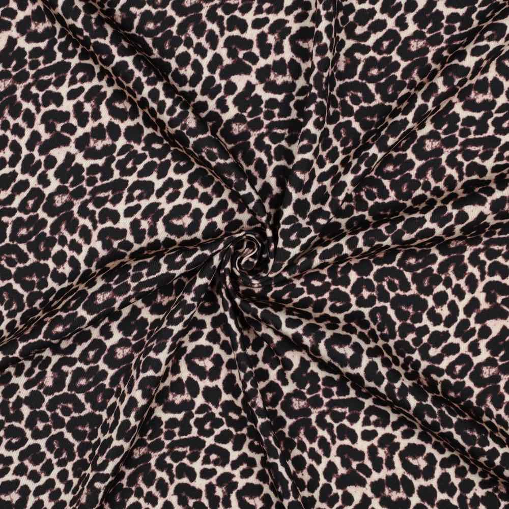 Viskose Satin – Leomusterung Braun Schwarz – Bild 3