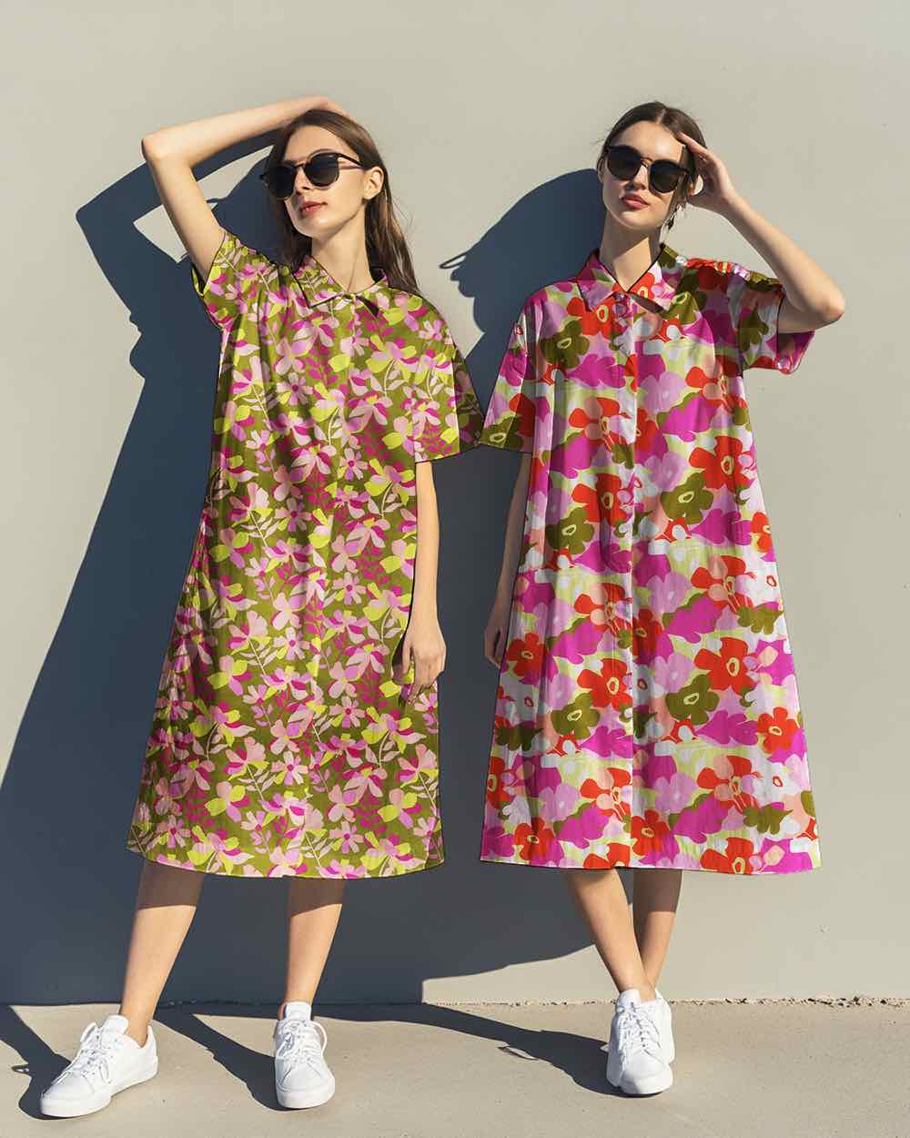 Viskose Stoff, Blumenmusterung Koralle Lila Peach – Bild 5