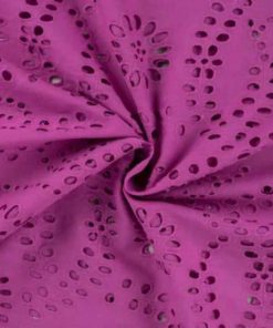 Baumwollstoff mit großer Lochstickerei, unifarben Pink