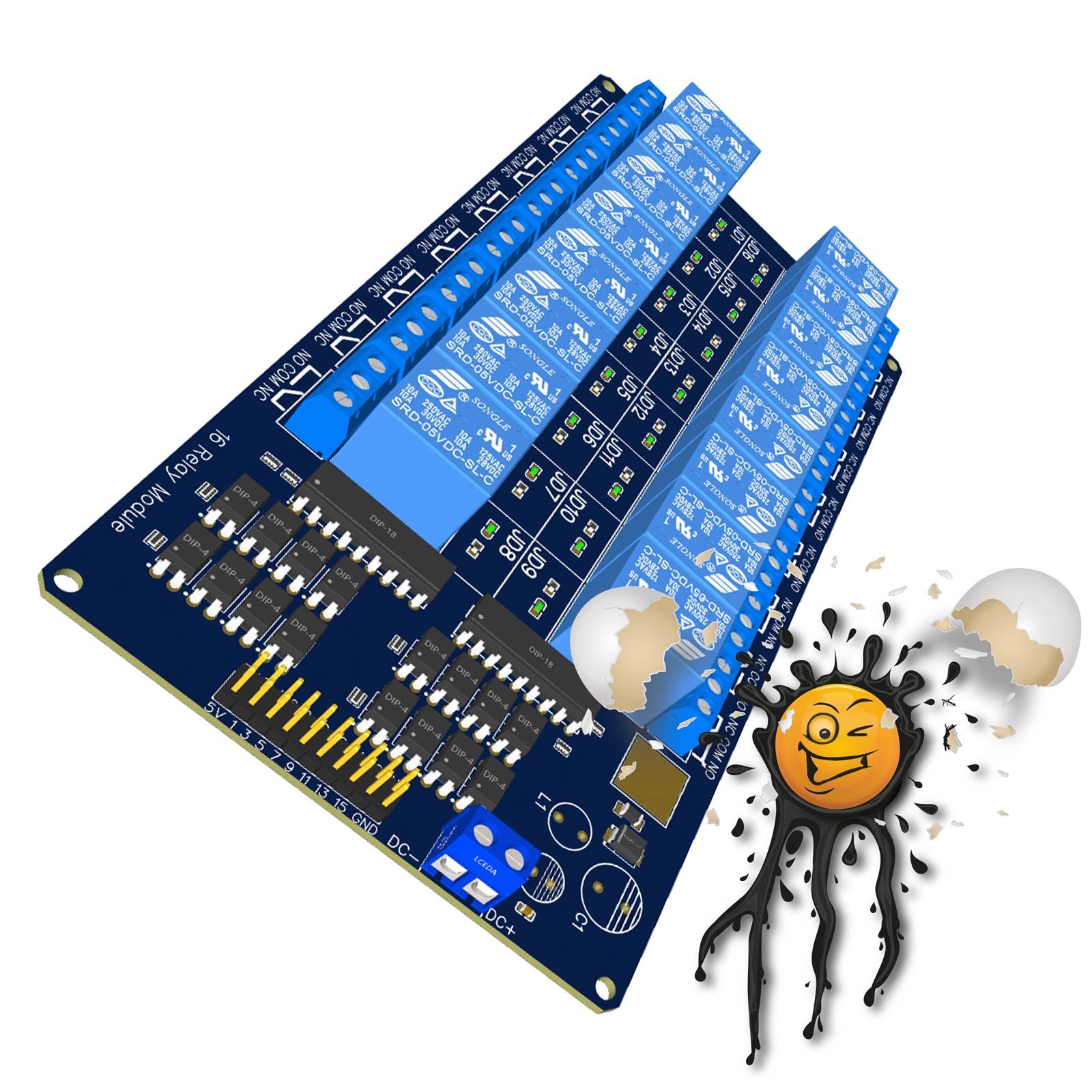 16 Kanal/Channel Relais Modul 5V/12V mit Optokoppler – Bild 3