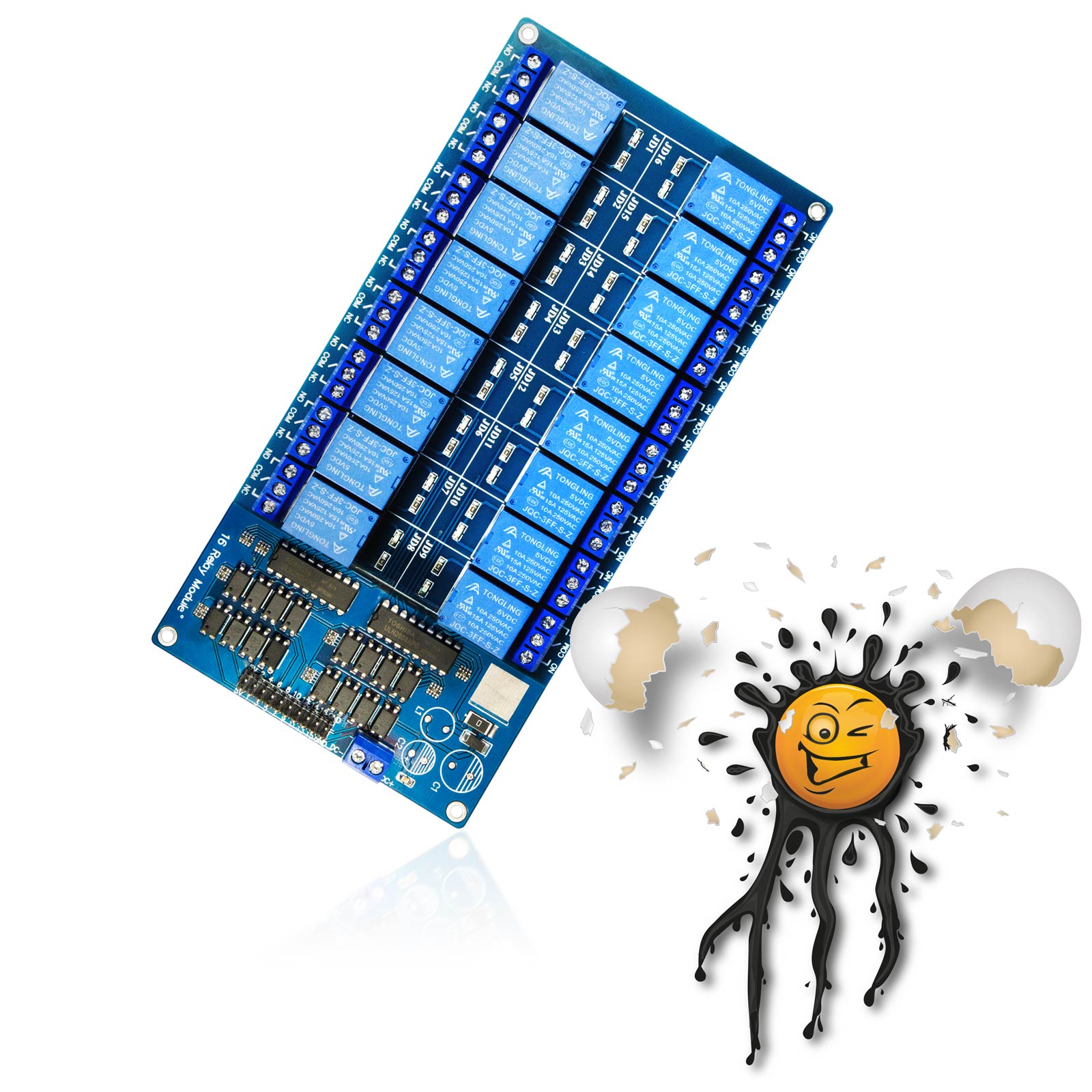 16 Kanal/Channel Relais Modul 5V/12V mit Optokoppler – Bild 2