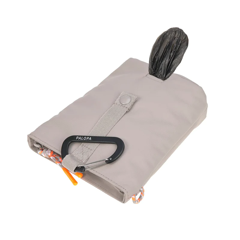 Palopa Leckerlibeutel – Karl, taupe (längenverstellbare Kordel grau/orange/pastell lila) – Bild 5