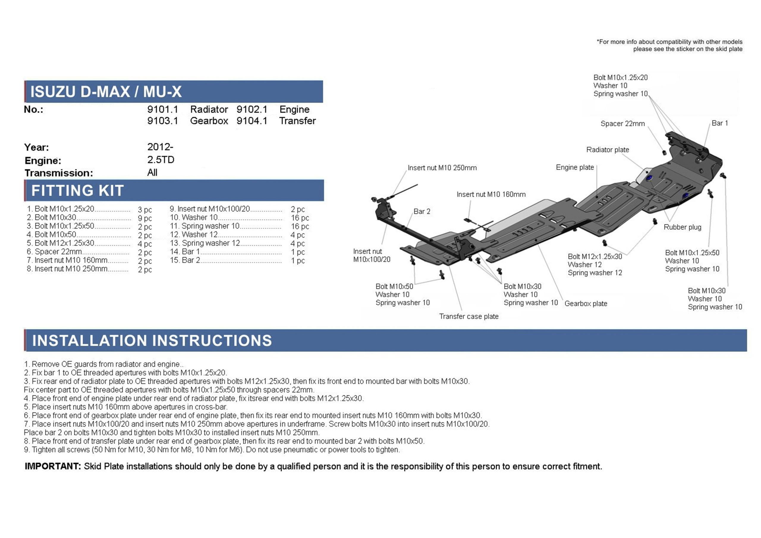 Unterfahrschutz-Set für ISUZU D-Max 1,9; 2,5TD (inkl. Euro 6) – Bild 6
