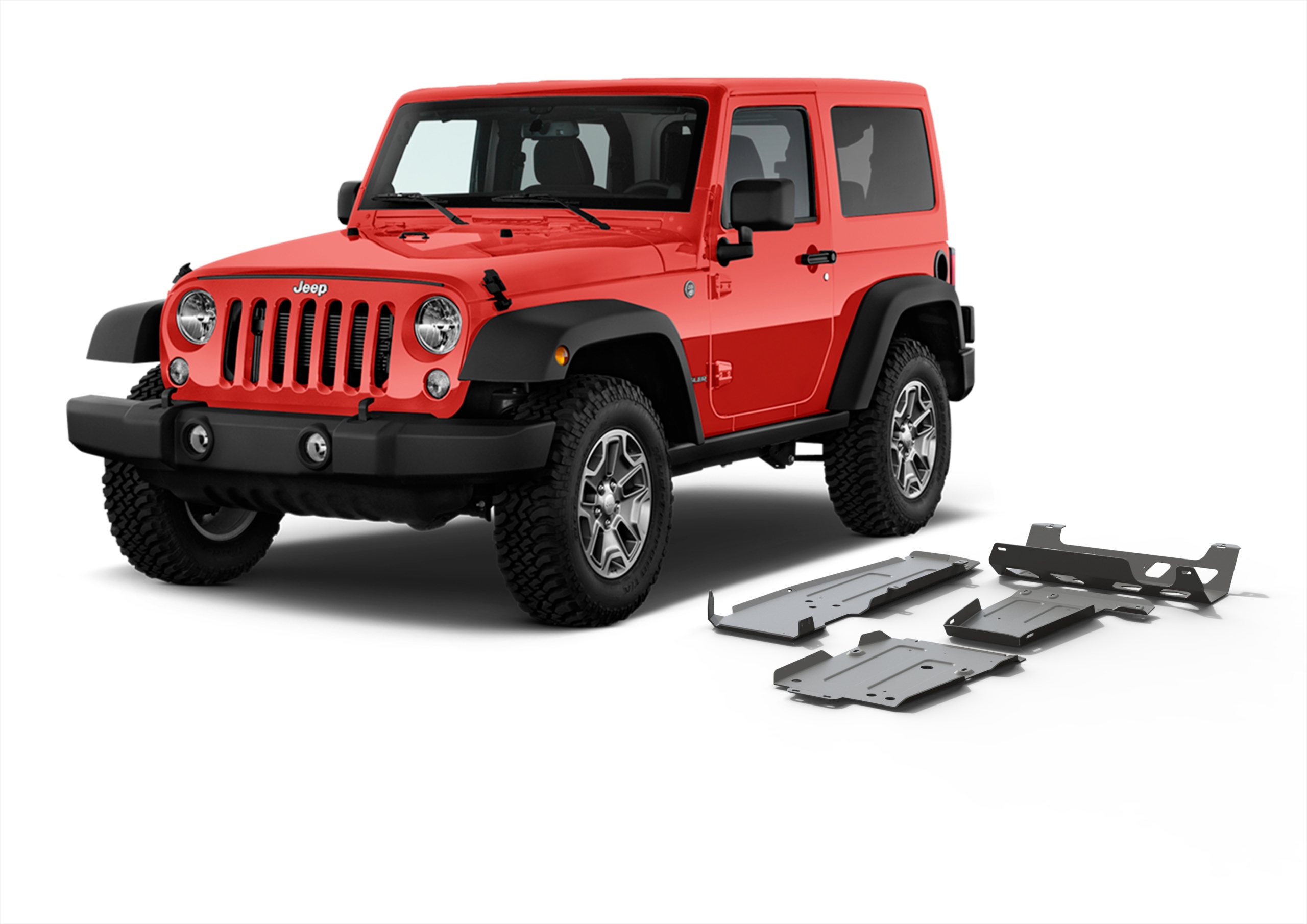 Unterfahrschutz-Set für JEEP Wrangler JL 2-Türer 2.0T; 3.6 mit Aluminium-Stoßfänger