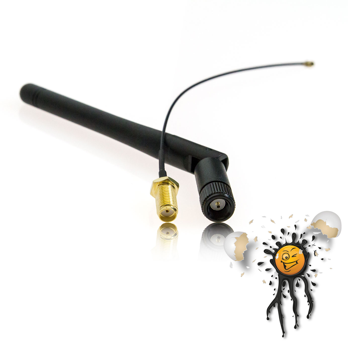 WLAN WIFI 3 dBi Antenne RP-SMA male inkl. I-PEX Adapter