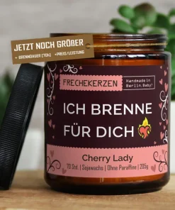 mysoy Duftkerze, handgemacht in Berlin, 100% Sojawachs, hochwertige Duftöle, „Ich brenne für dich“, Cherry Lady
