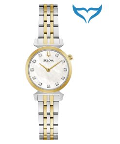Bulova Classic Regatta 98P202 Armbanduhr 11 Diamanten Saphir Gold 3 bar Neu