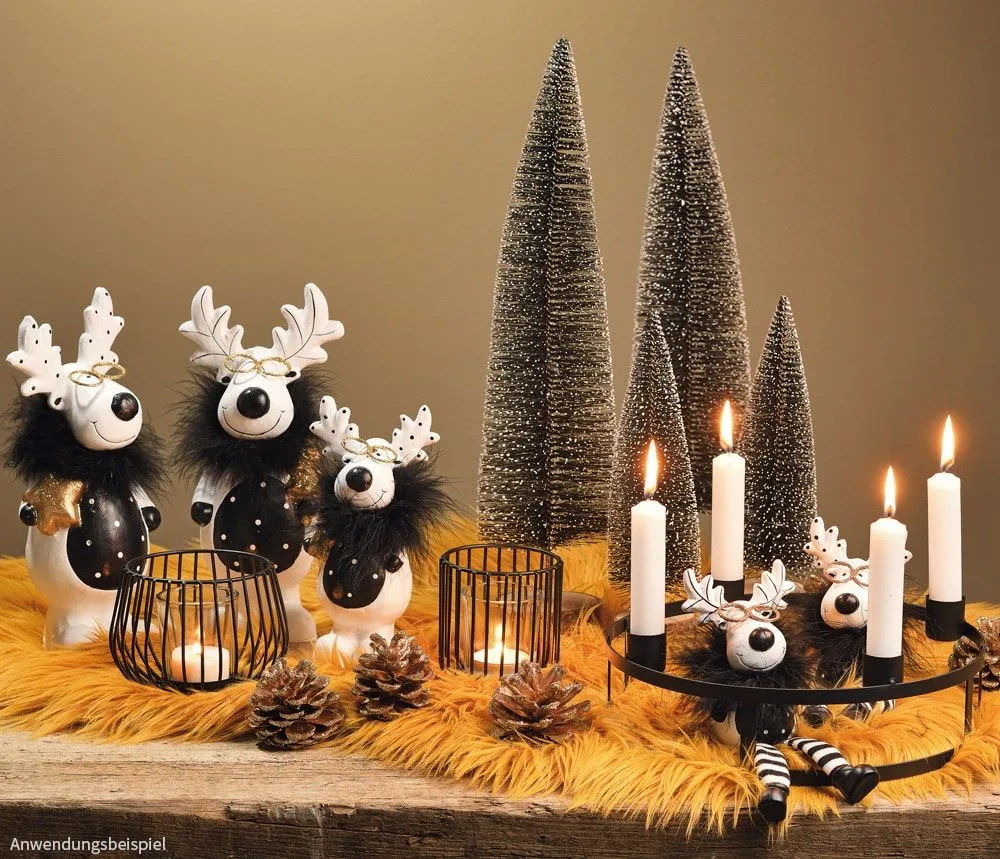 Adventskranz mit Kerzenhalter für Stabkerzen Ringe Metall schwarz 1 Stk Ø 25×8 cm – Bild 3