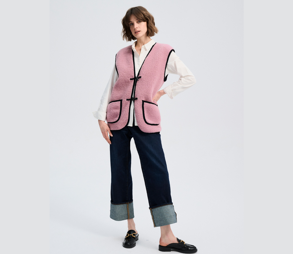 Alwero – Bodywarmer „Alpen 2.0“ Adult, Biowolle, Venetian Pink, ultra light – Bild 4