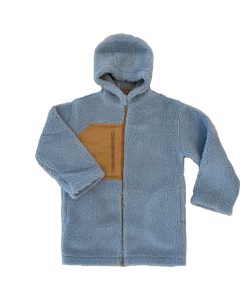 Alwero – Jacke „PATA“ Adult mit Kapuze, ICY BLUE, Biowolle Ultra Light