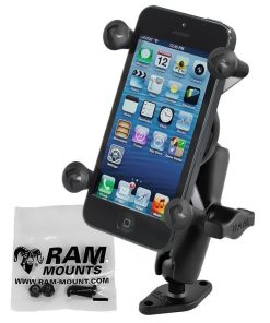 RAM Mounts X-Grip Aufbauhalterung für Smartphones bis 82,6 mm Breite – B-Kugel (1 Zoll), Diamond-Basisplatte (Trapez), mittlerer Verbindungsarm, Schrauben-Set