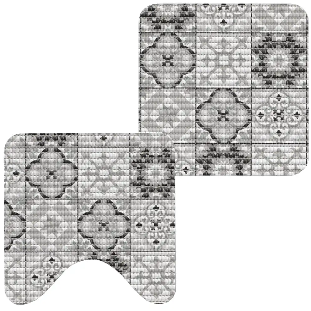 Bad-Sets NOVA TEX Weichschaum Kacheln mit ohne Ausschnitt grau 2er 2 Formate