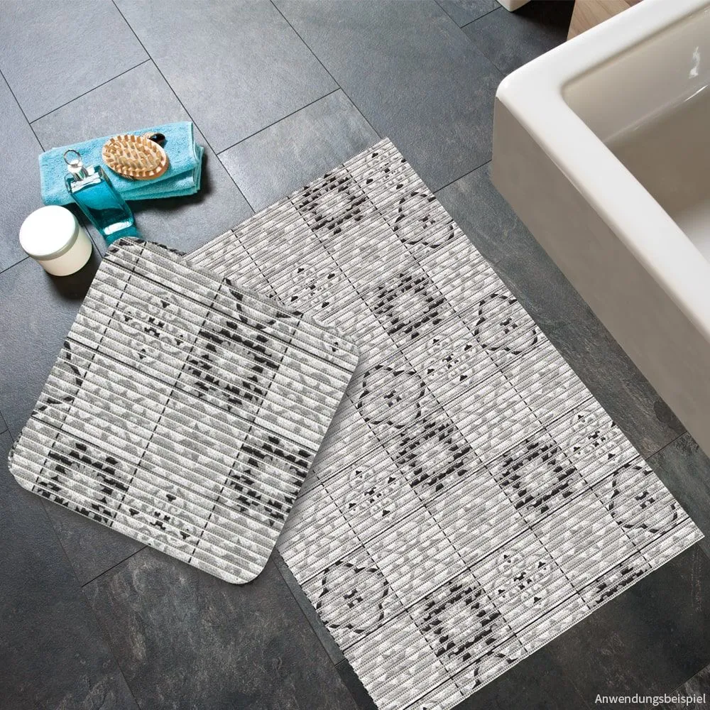 Bad-Sets NOVA TEX Weichschaum Kacheln mit ohne Ausschnitt grau 2er 2 Formate – Bild 5