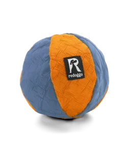 Redoggo, orange/Blau Ball aus upcycling Auto-Airbag-Material, Füllung aus ehemaligen Sitzgurten, OEKO-TEX® zertifiziert, 16cm (groß)