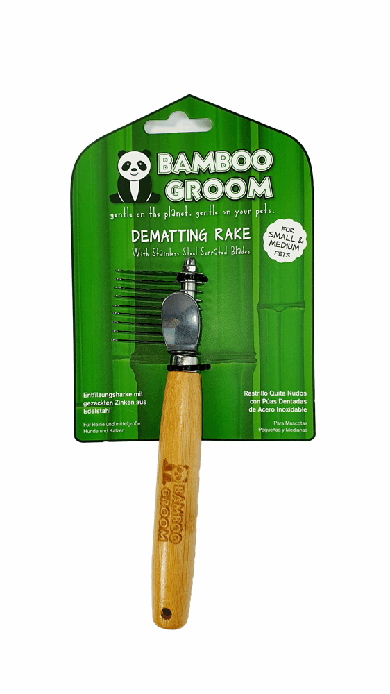 Entfilzungsharke mit gezackten Zinken aus Edelstahl, ergonomisch geformte Griffe, small/medium (für Hunde/Katzen)