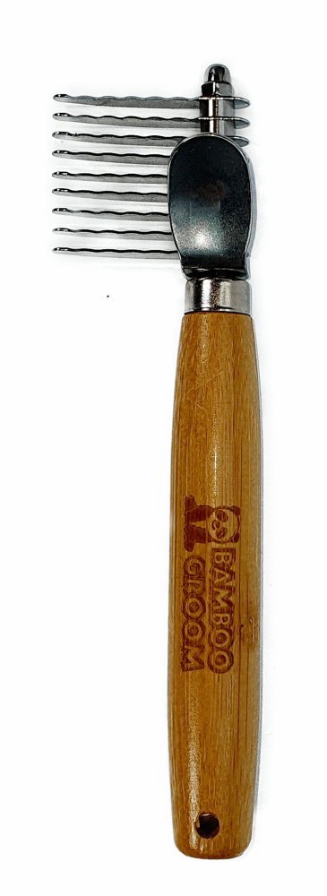 Entfilzungsharke mit gezackten Zinken aus Edelstahl, ergonomisch geformte Griffe, small/medium (für Hunde/Katzen) – Bild 3