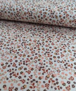 Baumwollstoff, kleine Blumen Beere / Rost auf Weiß – Organic Cotton