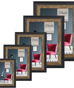 Bilderrahmen Fotorahmen Holz schwarz braun gemasert rustikal Hoch Quer 5 Formate