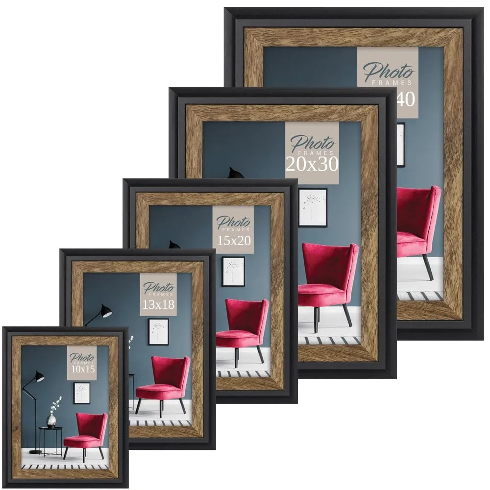 Bilderrahmen Fotorahmen Holz schwarz braun gemasert rustikal Hoch Quer 5 Formate – Bild 2