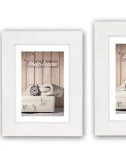 Bilderrahmen Fotorahmen Holz weiß Blockprofil leichte Rillenstruktur 6 Formate