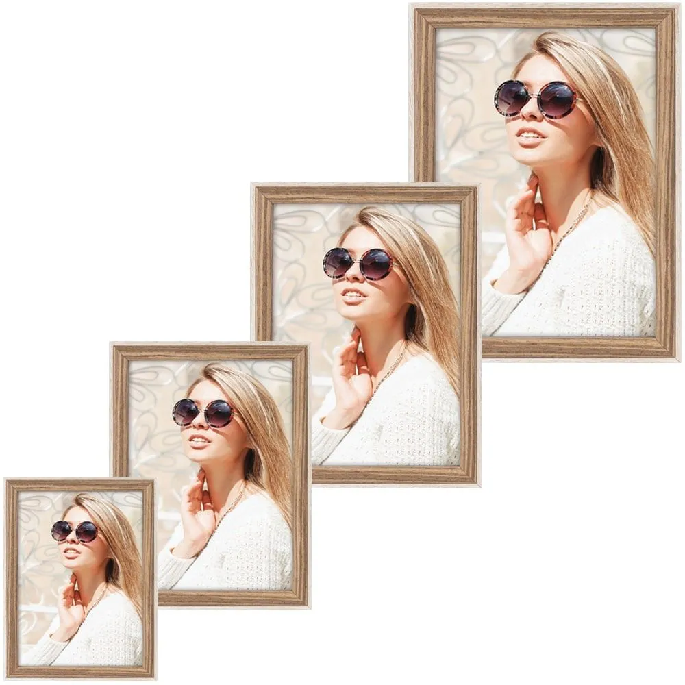 Bilderrahmen Fotorahmen Holz weiß braun zweifarbig gemasert Hoch Quer 4 Formate – Bild 2