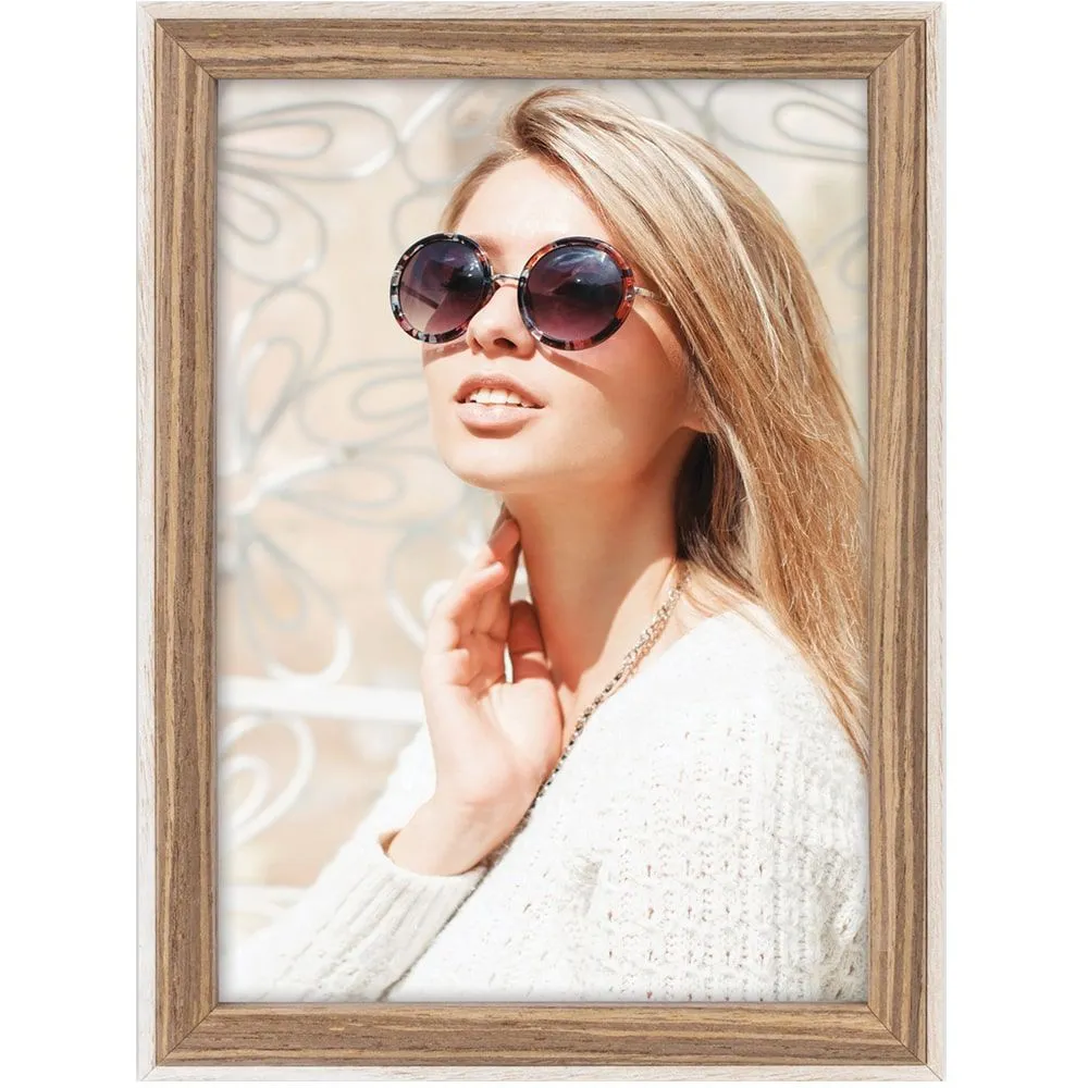 Bilderrahmen Fotorahmen Holz weiß braun zweifarbig gemasert Hoch Quer 4 Formate – Bild 4