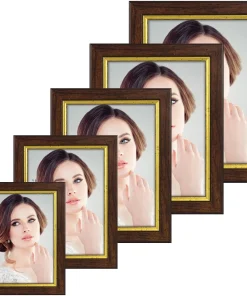 Bilderrahmen Holzrahmen Wechselrahmen Porträtrahmen Holz braun-gold 1 Stk 5 Formate