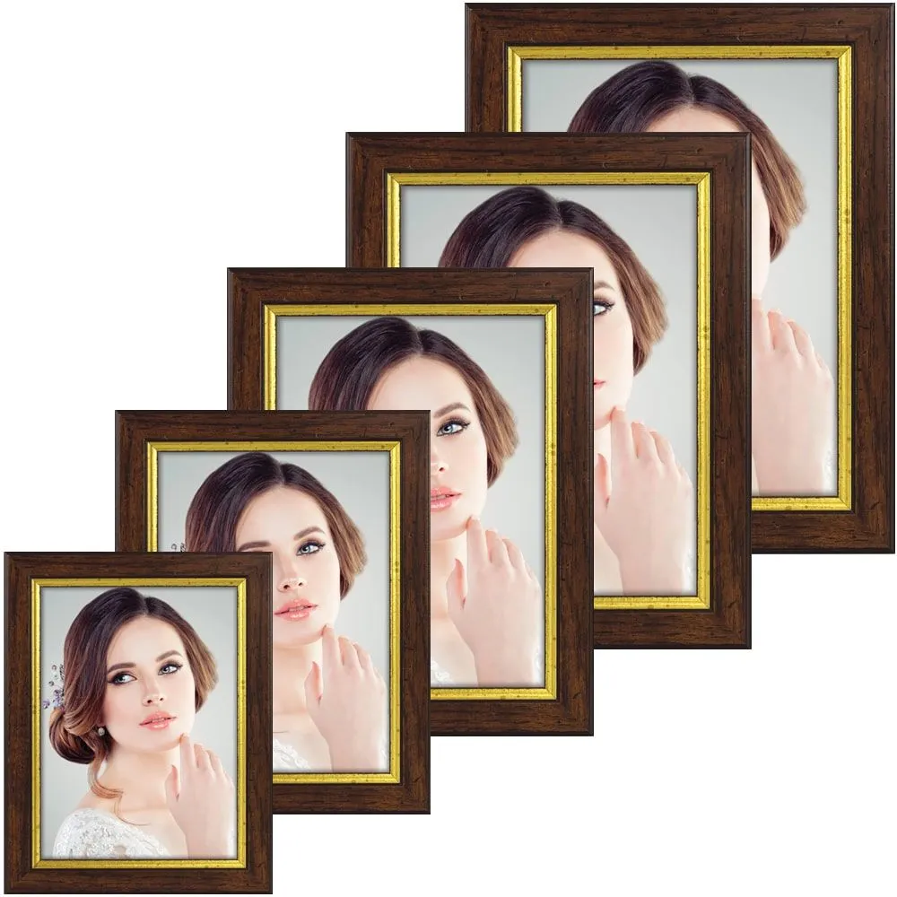 Bilderrahmen Holzrahmen Wechselrahmen Porträtrahmen Holz braun-gold 1 Stk 5 Formate – Bild 2