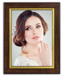 Bilderrahmen Holzrahmen Wechselrahmen Porträtrahmen Holz braun-gold 1 Stk 30×40 cm