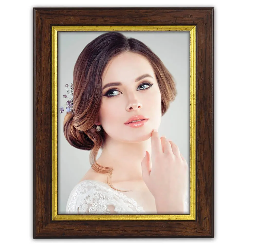 Bilderrahmen Holzrahmen Wechselrahmen Porträtrahmen Holz braun-gold 1 Stk 5 Formate – Bild 3