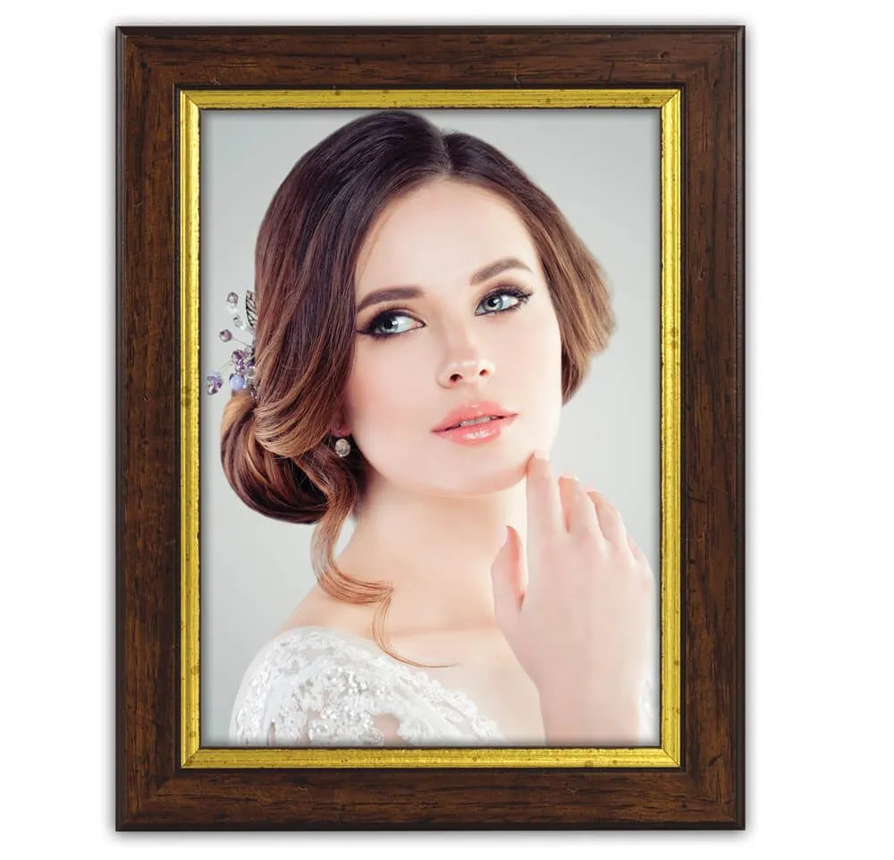 Bilderrahmen Holzrahmen Wechselrahmen Porträtrahmen Holz braun-gold 1 Stk 5 Formate – Bild 5