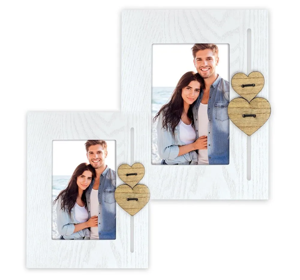 Bilderrahmen Holzrahmen Wechselrahmen Porträtrahmen weiß Herzen 1 Stk 2 Formate – Bild 2