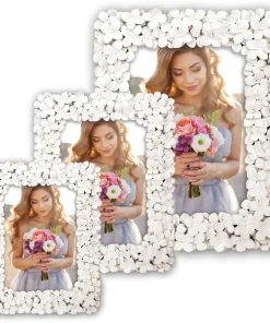 Bilderrahmen Kunstharzrahmen Fotos Bilder Kunstharz Blumen weiß 1 Stk 3 Formate