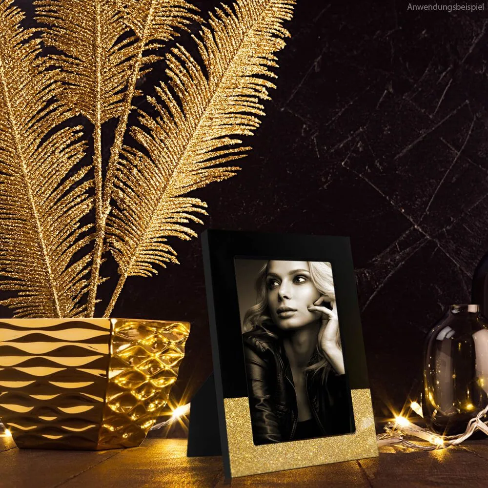 Bilderrahmen Rahmen Fotos Bilder Holz schwarz & gold Glitter 1 Stk 3 Formate – Bild 8