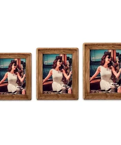 Bilderrahmen Wechselrahmen Fotorahmen Rahmen Holz braun Ecken abgerundet 3 Formate