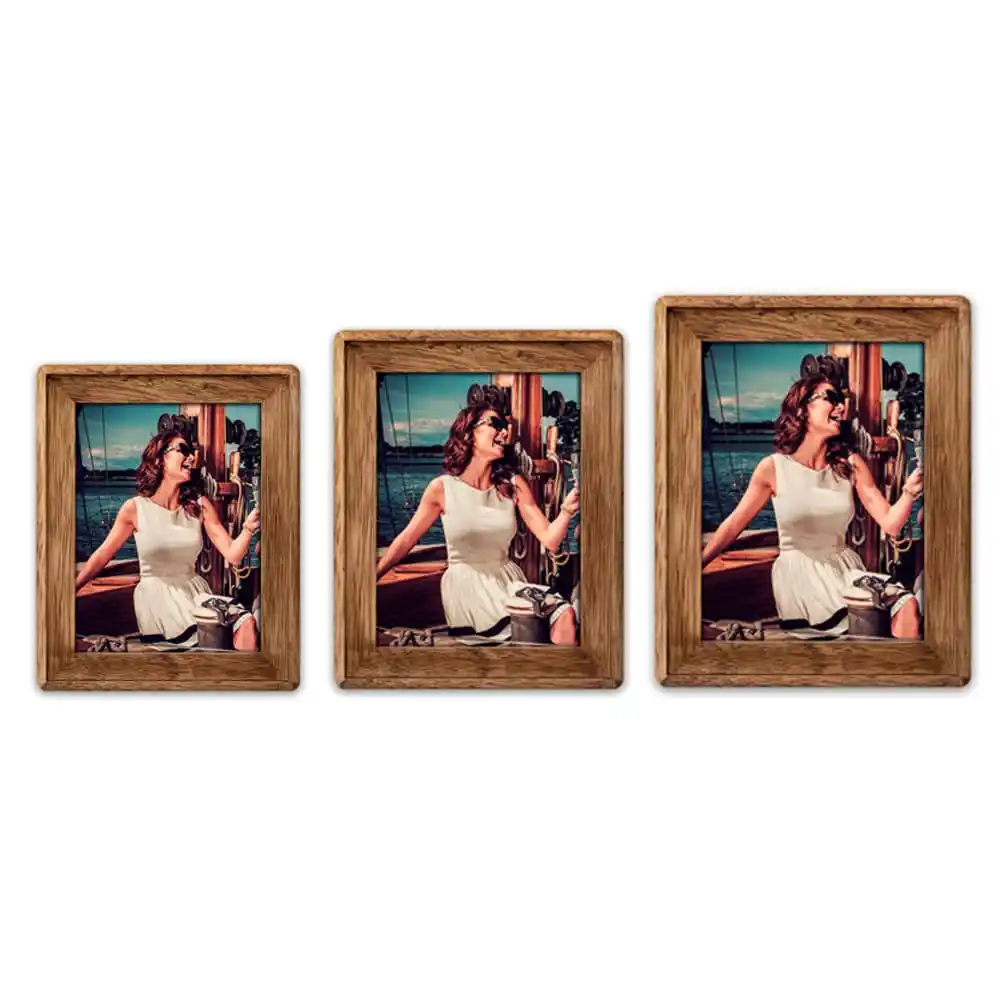 Bilderrahmen Wechselrahmen Fotorahmen Rahmen Holz braun Ecken abgerundet 3 Formate