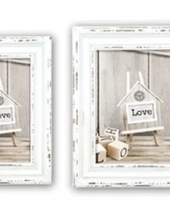 Bilderrahmen Wechselrahmen Fotos Rahmen Holz weiß Shabby Style & Kette 4 Formate