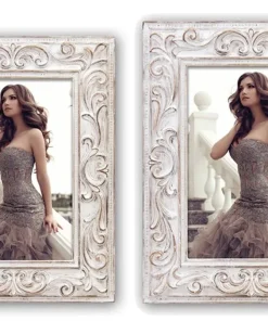 Bilderrahmen Wechselrahmen Kunststoff creme eckig Ornamente Vintage – 2 Formate
