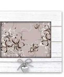 Bilderrahmen horizontal Porträtrahmen mit Herz & Schleife Shabby weiß 3 Formate