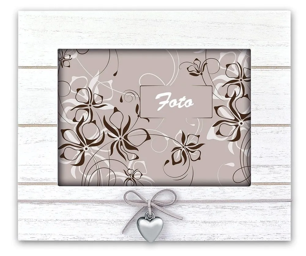 Bilderrahmen horizontal Porträtrahmen mit Herz & Schleife Shabby weiß 3 Formate – Bild 3
