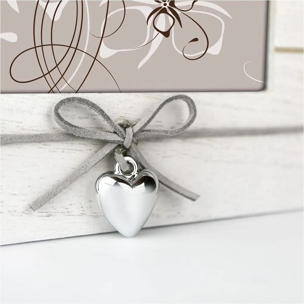 Bilderrahmen horizontal Porträtrahmen mit Herz & Schleife Shabby weiß 3 Formate – Bild 6