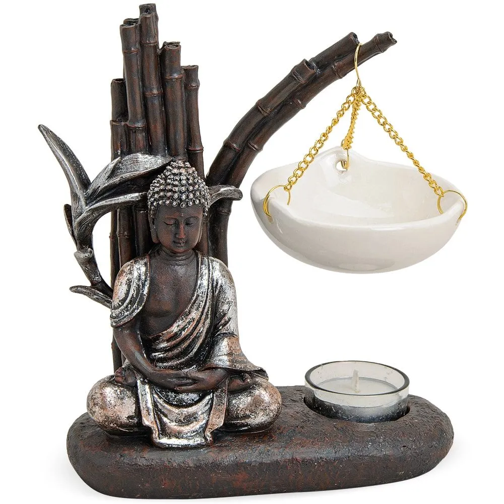 Buddha Duftlampe mit Bambus für Teelichter Dekofigur Poly & Keramik 1 Stk 19×20 cm – Bild 2