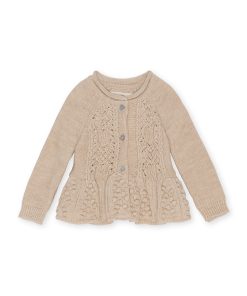 Konges Sløjd – Rüschen Strickjacke, „Cabby“, Moonlight, Bio Merinowolle (9/10J.)