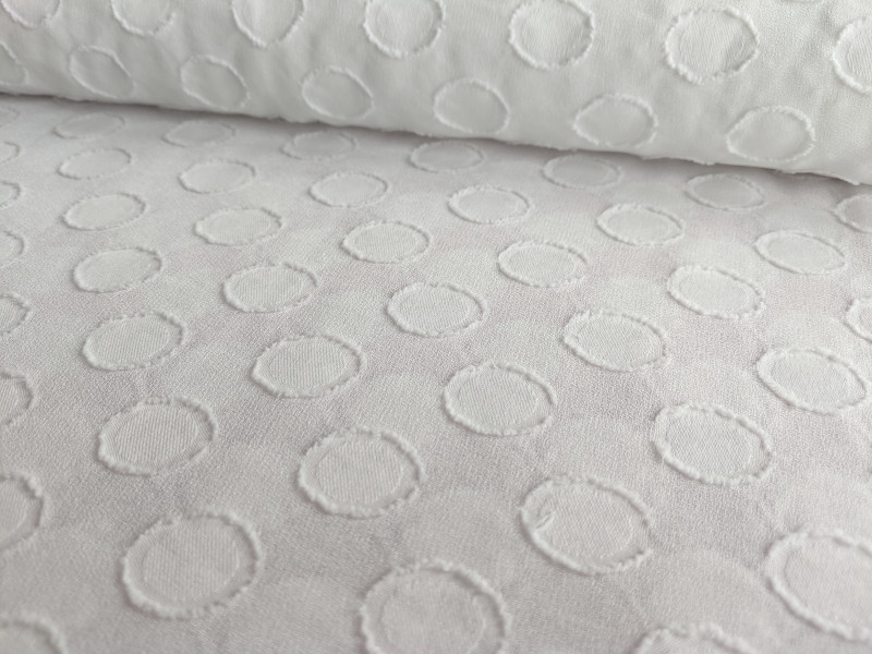Chiffon, weiß mit Tupfen Ausbrenneroptik – Bild 3