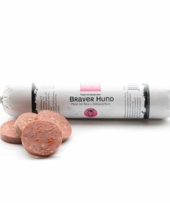 Naturfutter Braver Hund, Pferd mit Reis/Süßkartoffel, schnittfeste Trainingswurst