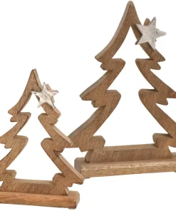 Dekofiguren Tannenbaum Weihnachten Deko Holz & Metall Holzfiguren – 2 Größen