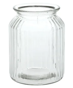 Dekovase Glasvase gerillte Oberfläche Zylinderform Glas klar 1 Stk Ø 11×14,5 cm