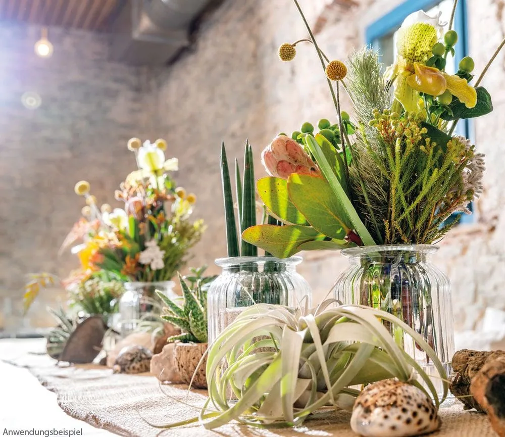 Dekovase Glasvase gerillte Oberfläche Zylinderform Glas klar 1 Stk Ø 11×14,5 cm – Bild 5