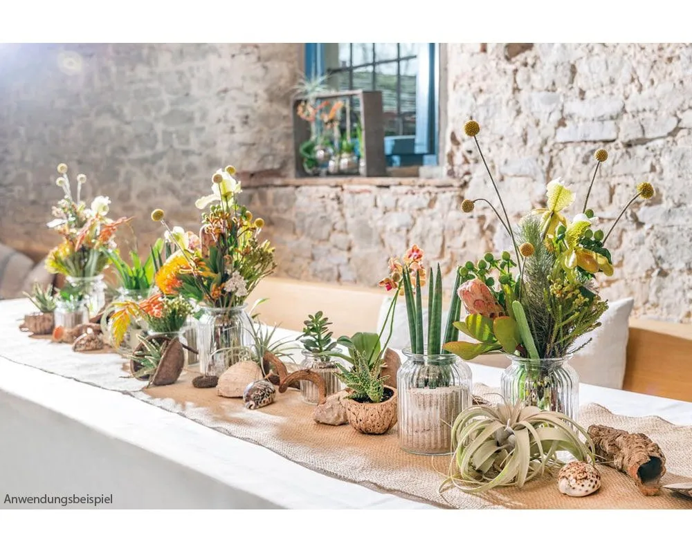 Dekovase Glasvase gerillte Oberfläche Zylinderform Glas klar 1 Stk Ø 11×14,5 cm – Bild 6