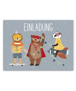 Nellie&Finn – Einladungskarten Löwe im 6er Set